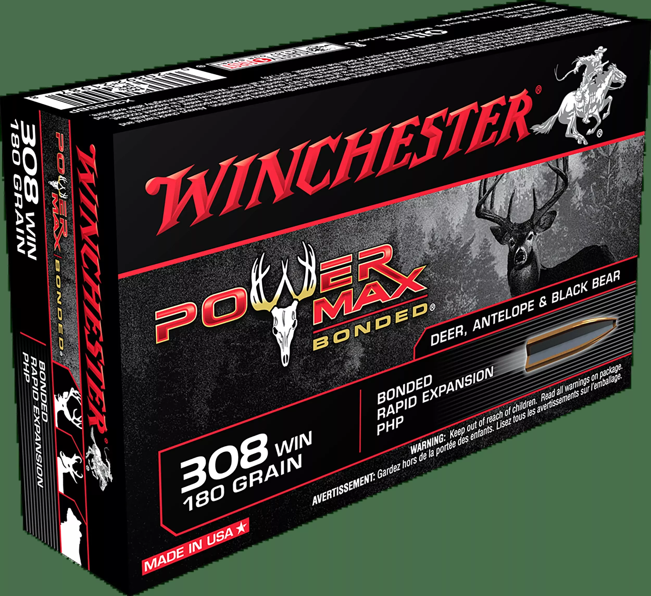 Winchester Power Max Bonded Rifle Ammo 308 Win. 180 Gr. Power Max Bonded 20 Rd.