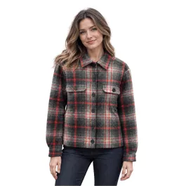 Woolly Women's Washable Wool Shacket - Grey/Black/Red - M