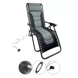World Famous Sports Massaging Zero Gravity Lounger - Gray/Black
