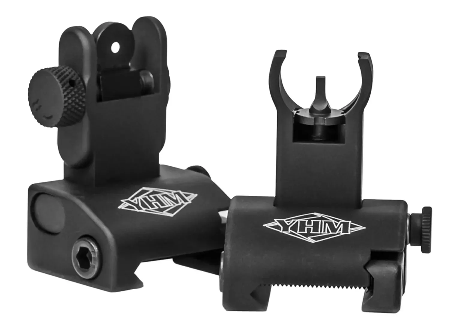 Yankee Hill Q.D.S. Same Plane Sight System Folding Black Hardcoat Anodized with Hooded Stem for AR-Platform
