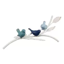 Young's Inc Metal Birds on White Branch