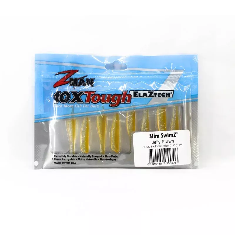 Zman Soft Lure Slim SwimZ 2.5 Inch 8/Pack Jelly Prawn (5306)