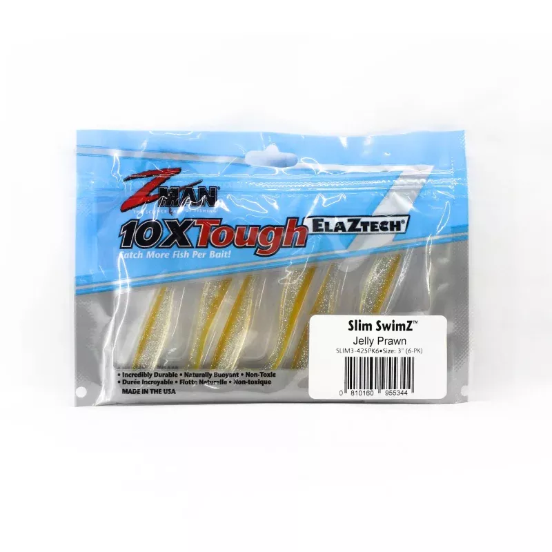 Zman Soft Lure Slim SwimZ 3 Inch 6/Pack Jelly Prawn (5344)