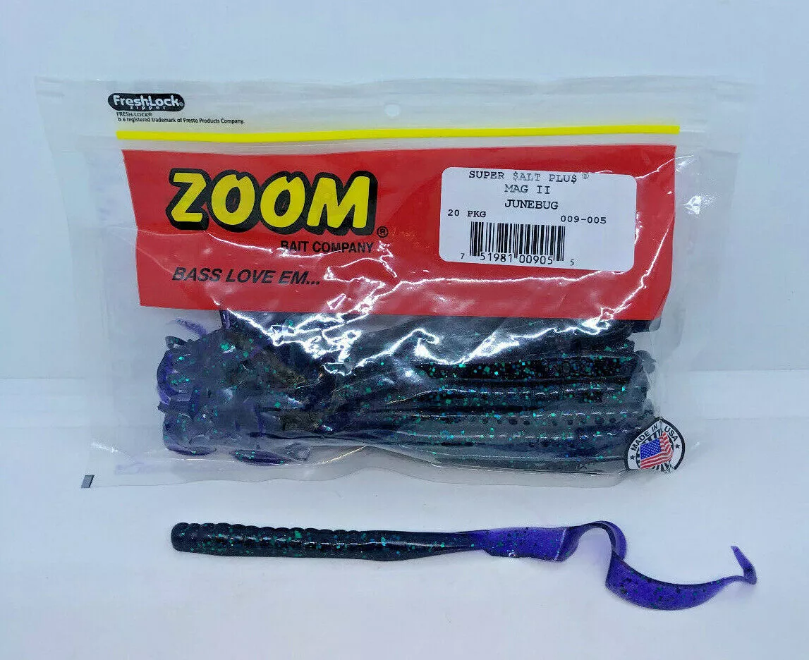 Zoom Mag II 9″ Worm Baits – 20 Pack – Junebug #009-05